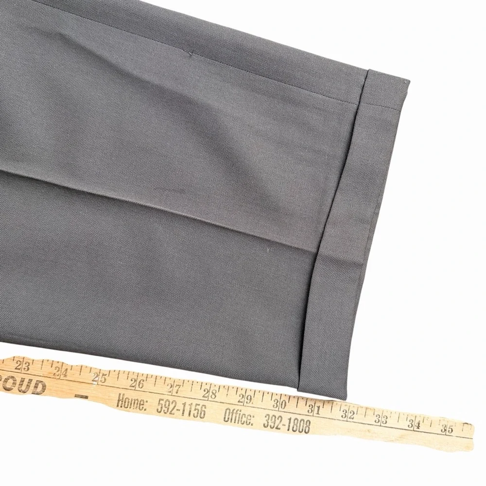 Vintage Mens Double Pleated Dress Pants Olive Wool Blend Cuffed Trousers 36x32